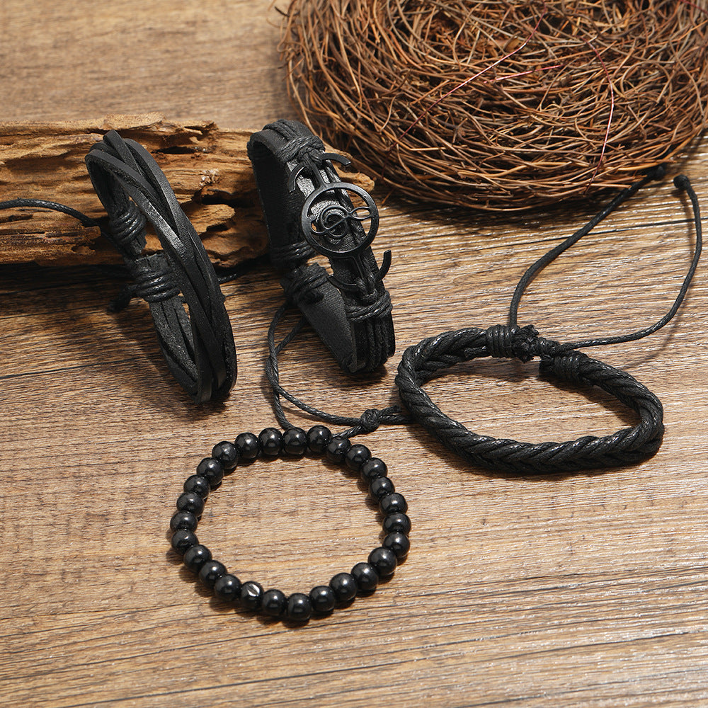 Hair Alloy Note Vintage Cowhide Bracelet Men - Nyaabs