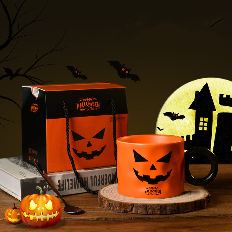 Pumpkin Ceramic Cup Party Favor Ceramic Cups With Handle Portable Cute Halloween Gift Mug Durable Halloween Party Supplies - Nyaabs