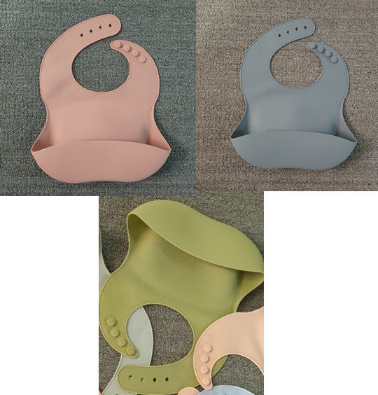 Soft Waterproof Silicone Baby Bib with Food Catcher, Baby Silicone Bib - Nyaabs