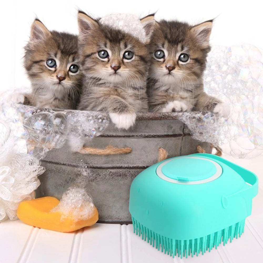 Pet Dog Shampoo Massager Brush Cat Massage Comb Grooming Scrubber Shower Brush For Bathing Short Hair Soft Silicone Brushes nyaabs.com