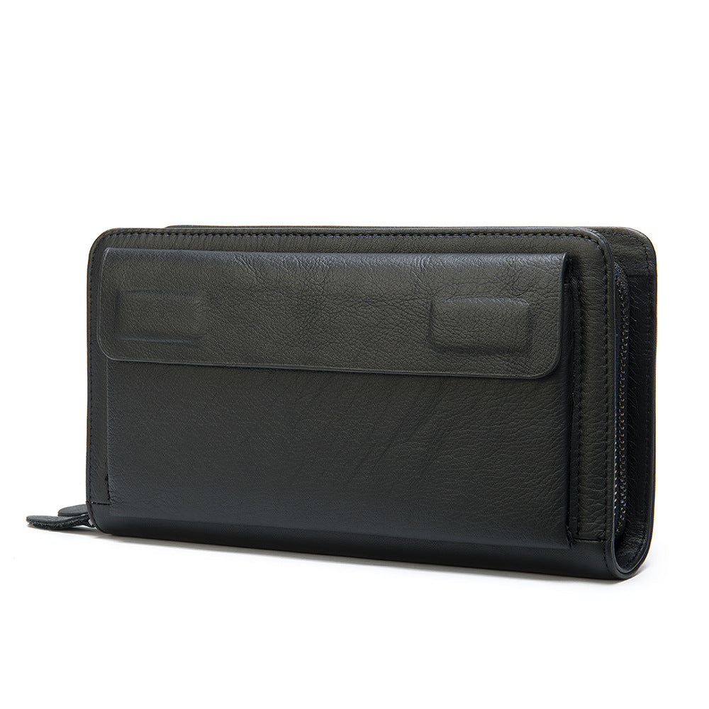 First Layer Cowhide Clutch Double Layer Zipper Wallet - Nyaabs