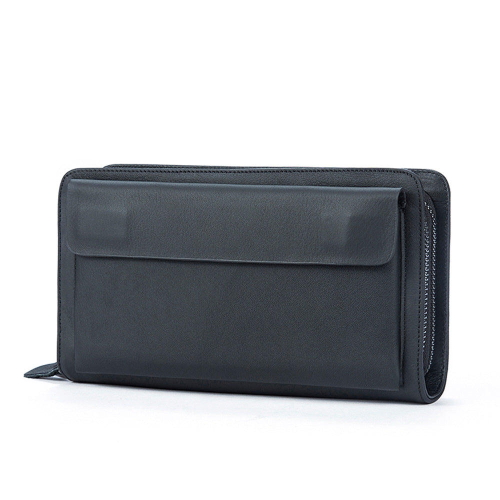 First Layer Cowhide Clutch Double Layer Zipper Wallet - Nyaabs