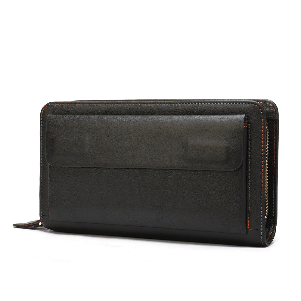 First Layer Cowhide Clutch Double Layer Zipper Wallet - Nyaabs