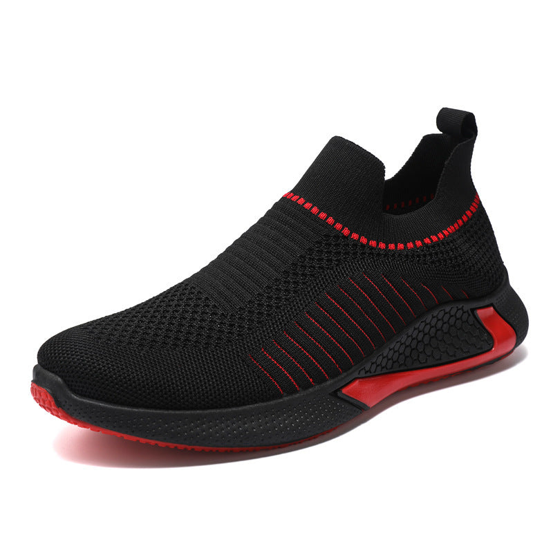 Fashion Mesh Sock Shoes With Striped Design Men Outdoor Breathable Slip-on Sneakers Csuale Lightweight Running Sports Shoes - Nyaabs