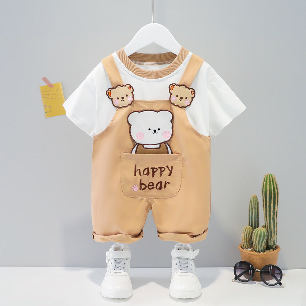 Children's Clothing Men And Women Baby Summer Cartoon Short-sleeved Overalls - Nyaabs