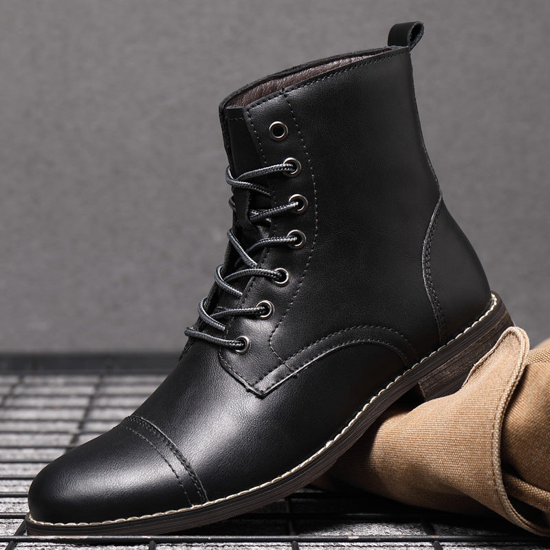 Men's Martin Boots Men's Shoes Pointed Toe Retro Leather Boots - Nyaabs