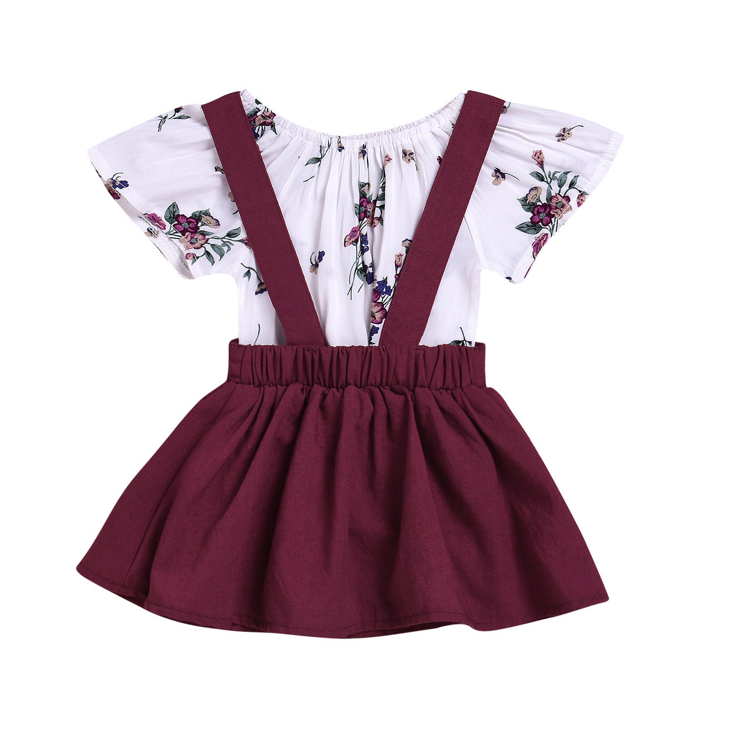 Patricia Floral Set  Toddler Kids Baby Girls Floral Romper Suspender Skirt Overalls 2PCS Outfits Baby Clothing - Nyaabs