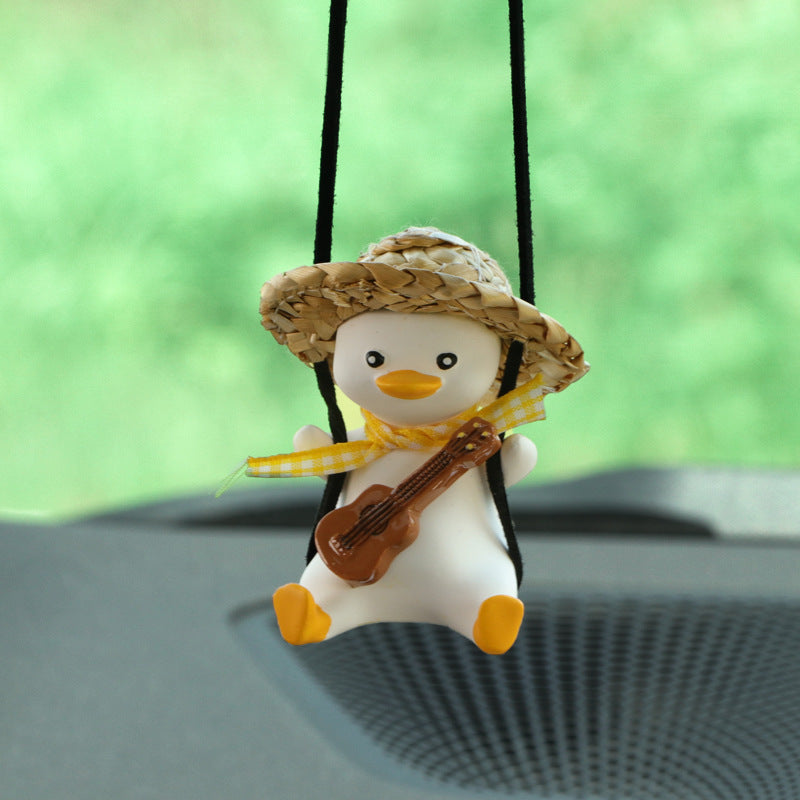 Car Pendant Cute Anime Little Duck Swing Auto Rearview Mirror Hanging Ornaments Interior Decoraction Accessories For Girls Gifts - Nyaabs