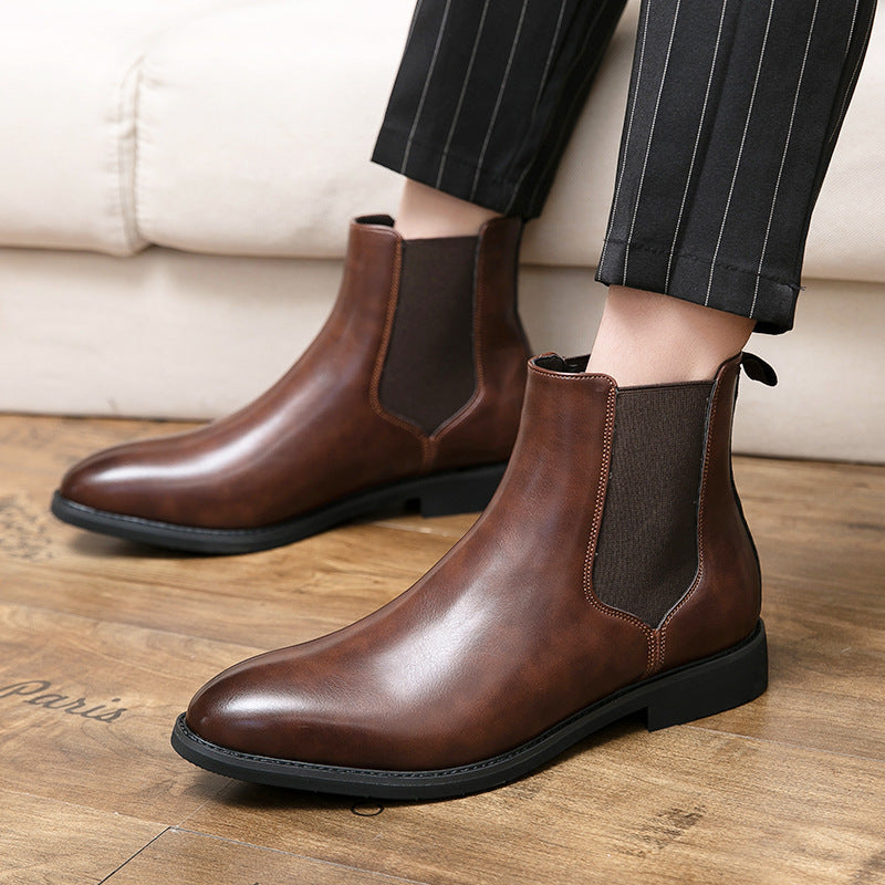 Fleece Leather Men's Fashion Trend Slip-on Ankle Boots - Nyaabs