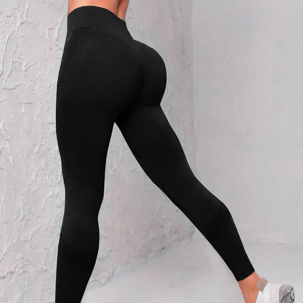 High Waist Seamless Yoga Pants Women's Solid Color Dot Striped Print Butt Lifting Leggings Fitness Running Sport Gym Legging Outfits - Nyaabs