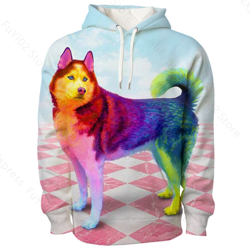 Animal 3d Wolf Pattern Hoodie Men And Women Sports Casual Wear - Nyaabs