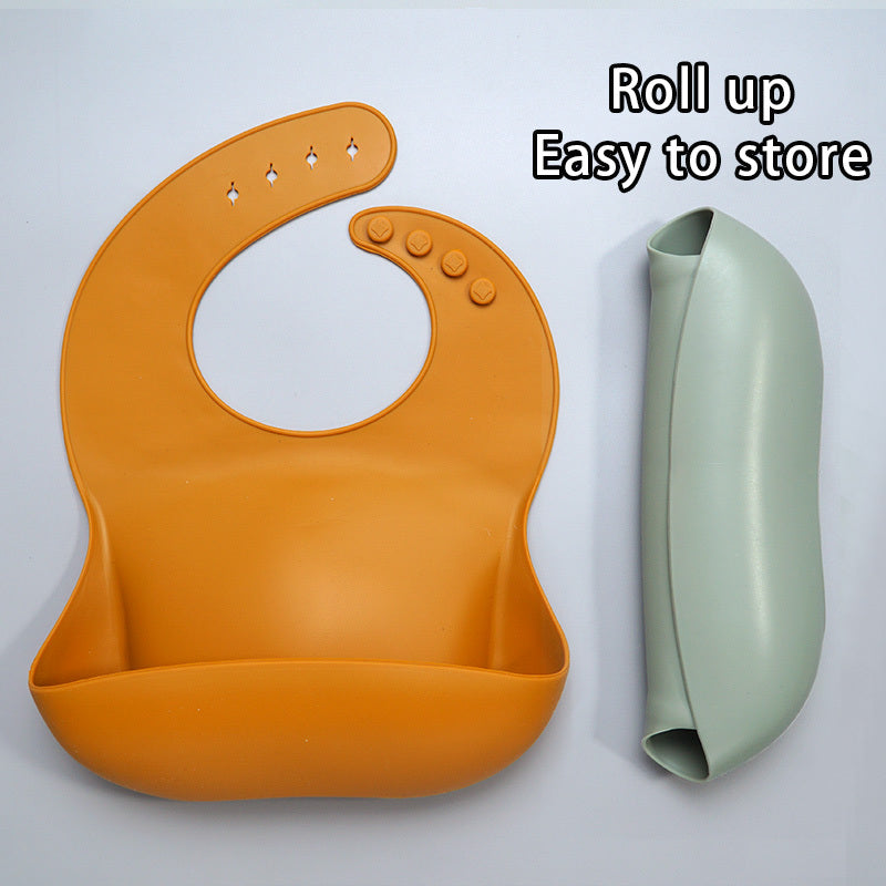 Soft Waterproof Silicone Baby Bib with Food Catcher, Baby Silicone Bib - Nyaabs