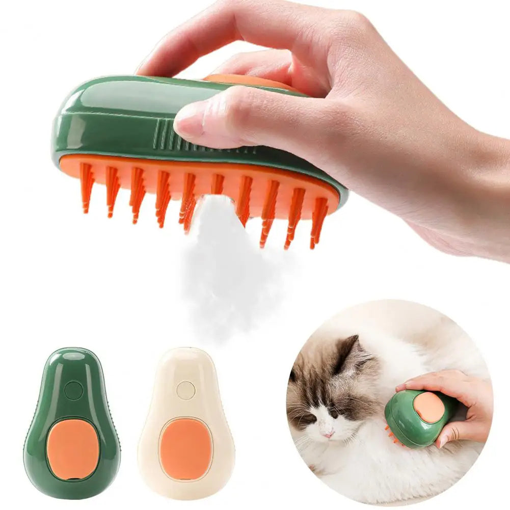 Steamy Cat Brush Cat Dog Grooming Comb Electric Self Cleaning Steam Cat Brush For Massage Avocado Shape Pet Spray Cat Grooming - Nyaabs