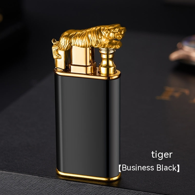 Creative Blue Flame Lighter Dolphin Dragon Tiger Double Fire Metal Winproof Lighter Inflatable Lighter nyaabs.com