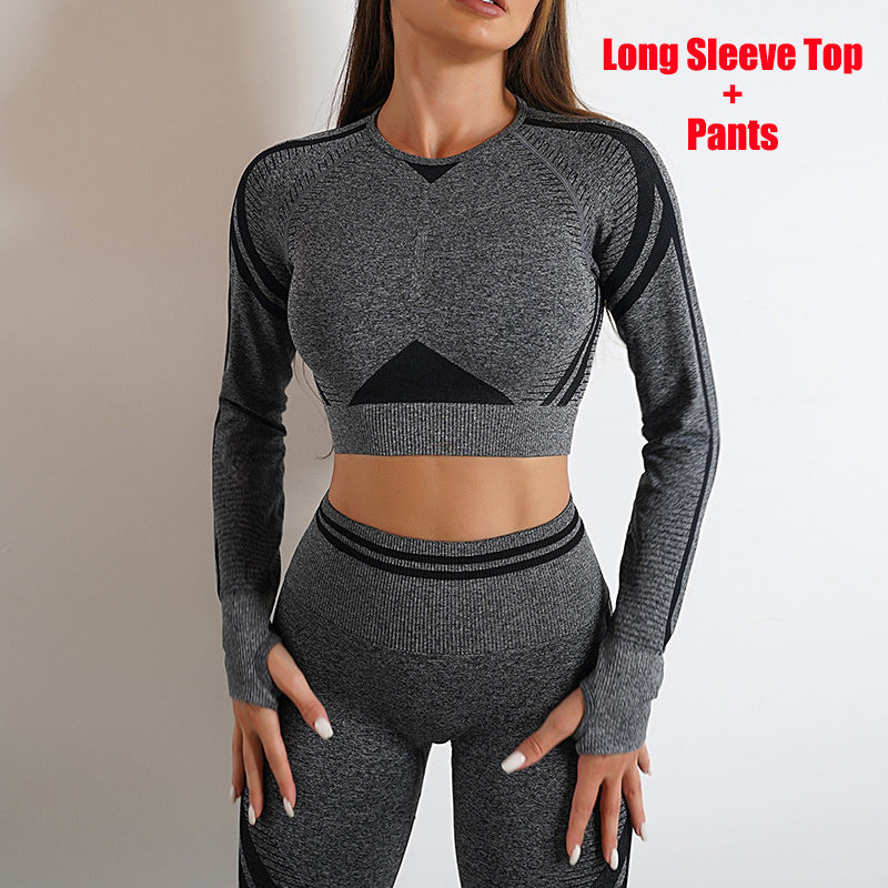 Seamless Yoga Pants Sports Gym Fitness Leggings Or Long Sleeve Tops Outfits Butt Lifting Slim Workout Sportswear Clothing - Nyaabs