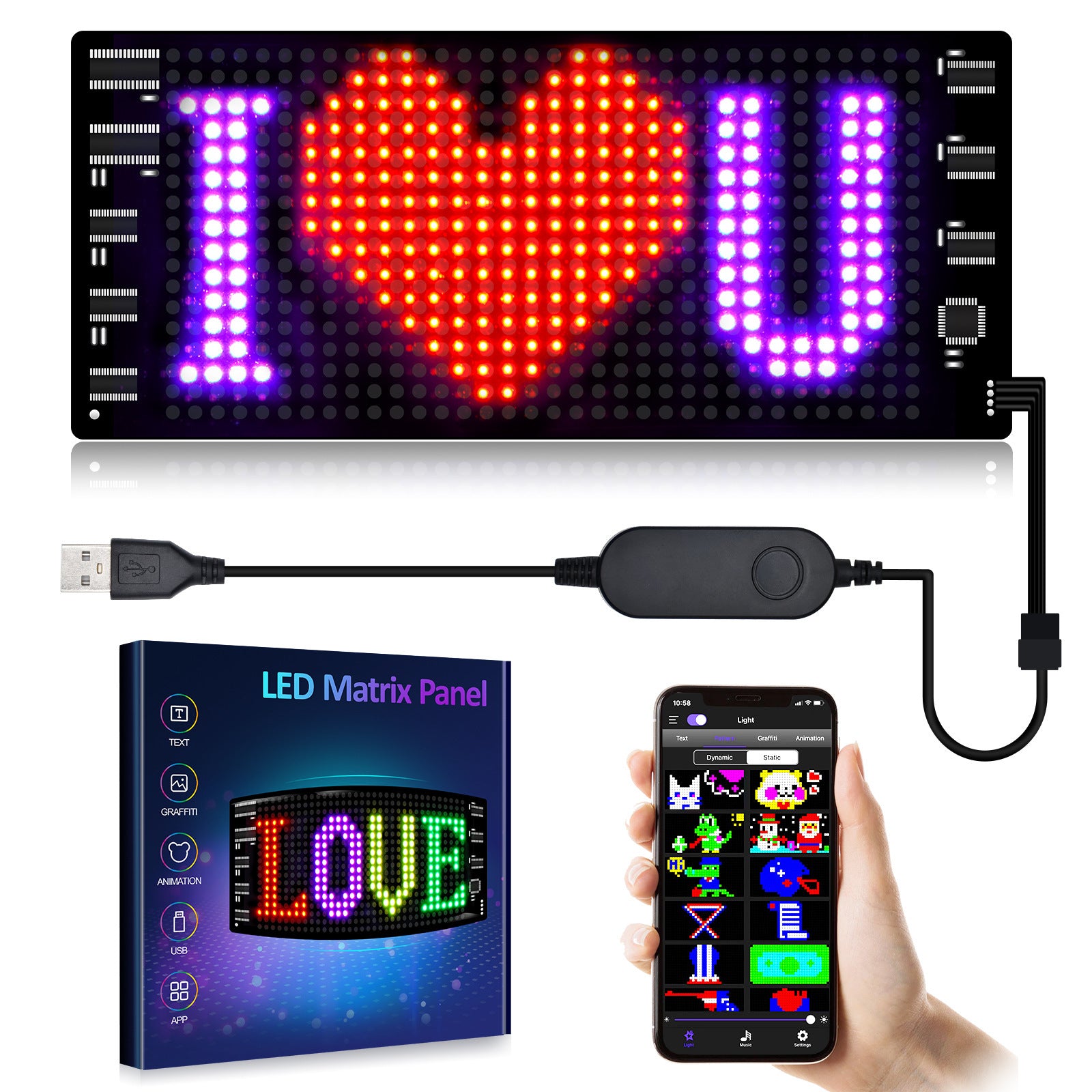 Programmable Car LED Sign LED Full-color Advertising Screen Ultra-thin Display Screen Custom Text Pattern Animation Display Car - Nyaabs