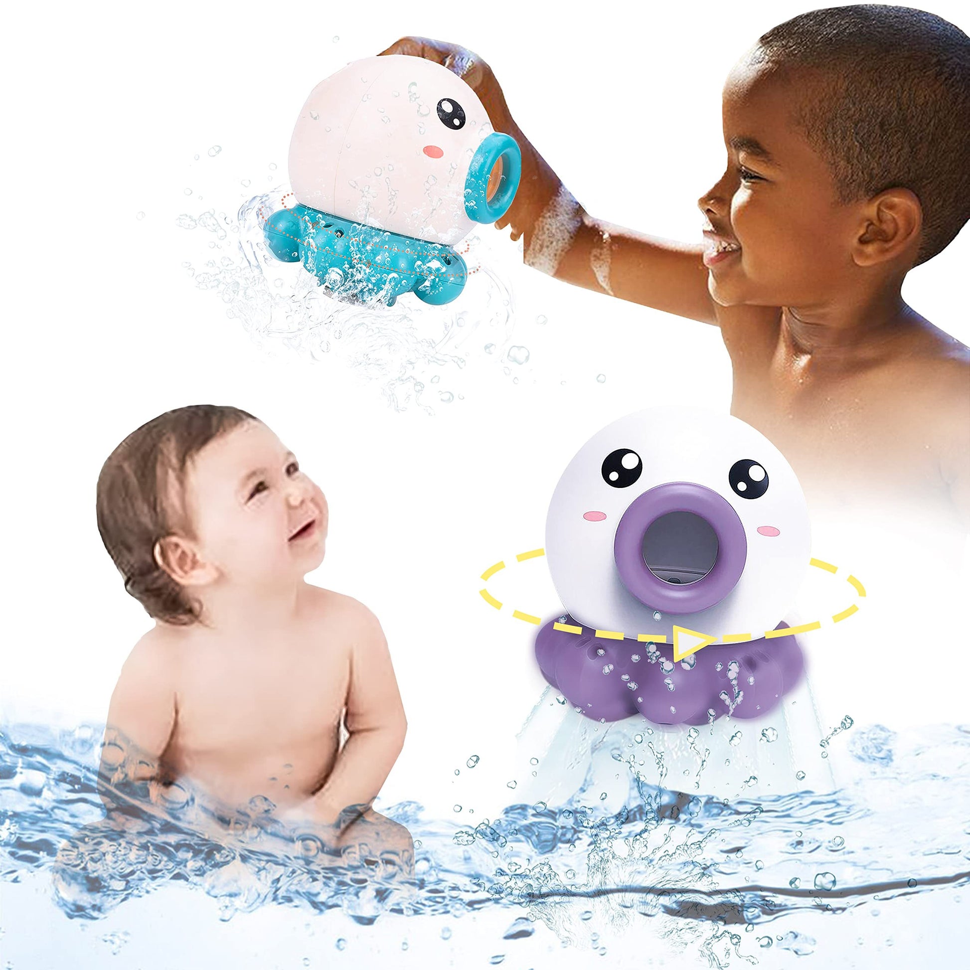 Octopus Fountain Bath Toy Water Jet Rotating Shower Bathroom Toy Summer Water Toys Sprinkler Beach Toys Kids Water Toys - Nyaabs