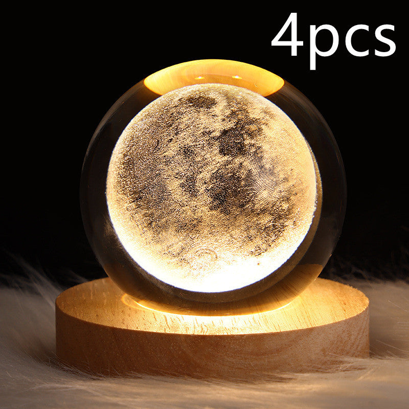 LED Night Light Galaxy Crystal Ball Table Lamp 3D Planet Moon Lamp Bedroom Home Decor For Kids Party Children Birthday Gifts nyaabs.com