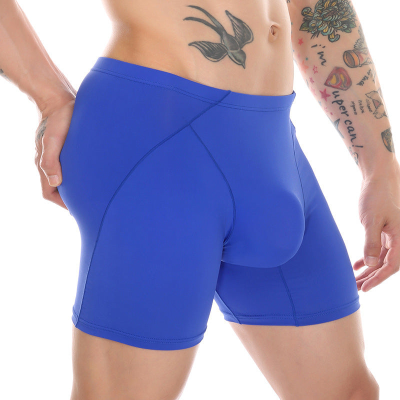 Men's Pure Color Ice Silk Sports Anti-wear Leg Underwear - Nyaabs