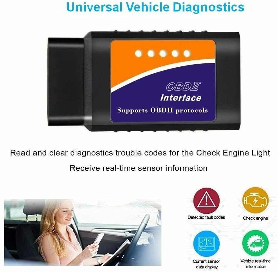 Bluetooth OBD2 OBDII Car Diagnostic Scanner Tool Check Engine Fault Code Reader - Nyaabs