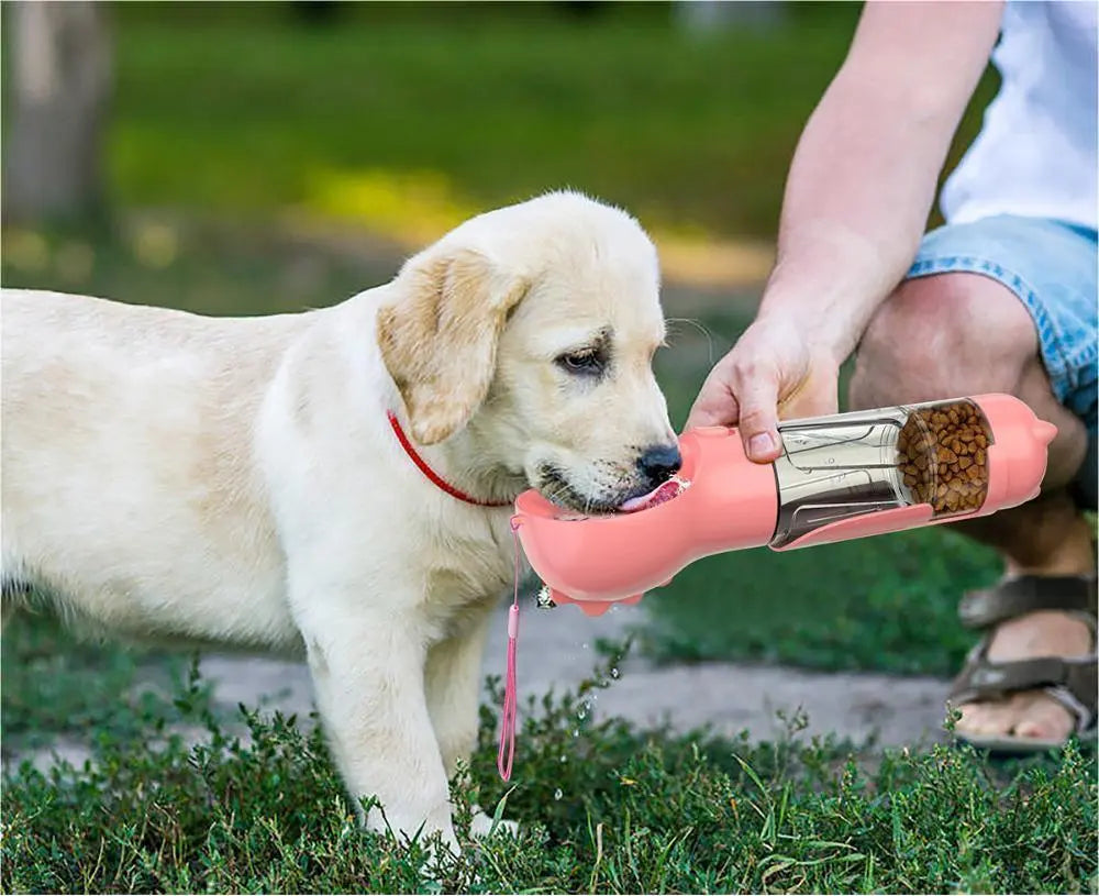 Pet Water Bottle Feeder Bowl Garbage Bag Storage Portable Pet Outdoor Travel 3 In 1 Dog Water Bottle - Nyaabs