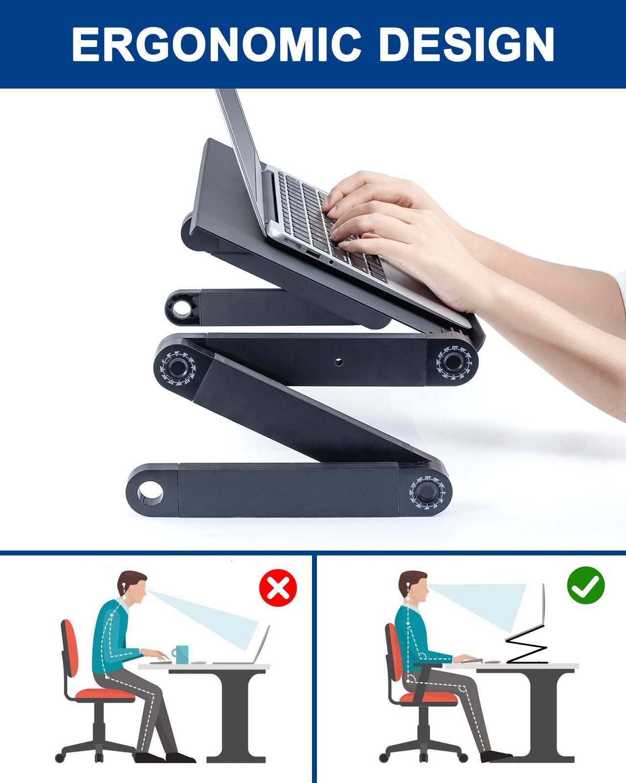 Adjustable Laptop Stand, RAINBEAN Laptop Desk with 2 CPU Cooling USB Fans for Bed Aluminum Lap Workstation Desk with Mouse Pad, Foldable Cook Book Stand Notebook Holder Sofa,Amazon Banned nyaabs.com