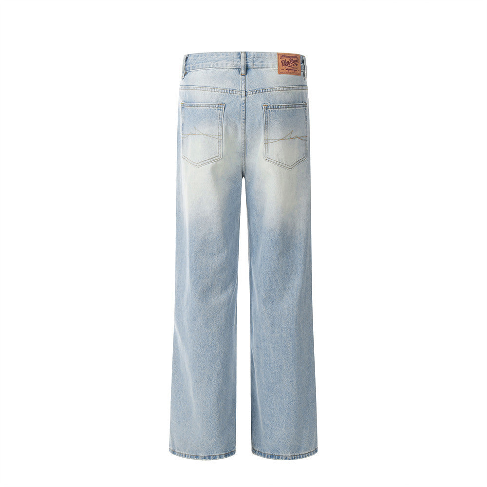 Gradient Wash Denim Trousers Retro Loose - Nyaabs