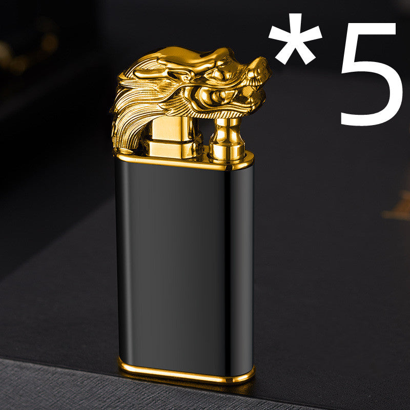 Creative Blue Flame Lighter Dolphin Dragon Tiger Double Fire Metal Winproof Lighter Inflatable Lighter nyaabs.com