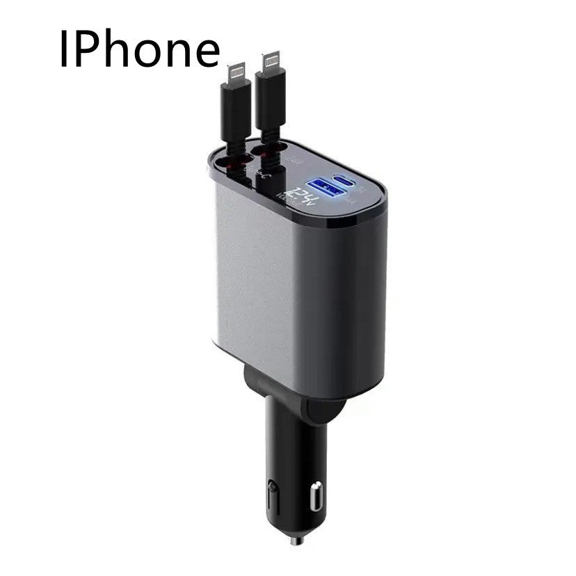 Metal Car Charger 100W Super Fast Charging Car Cigarette Lighter USB And TYPE-C Adapter - Nyaabs