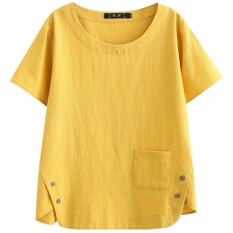 Women's Summer Cotton Loose Short Sleeve T-shirt Top - Nyaabs