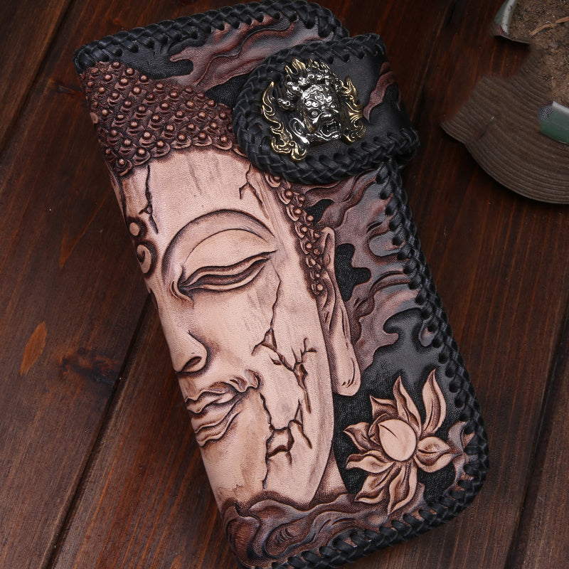 Men's Top Layer Cow Leather Carving Wallet - Nyaabs