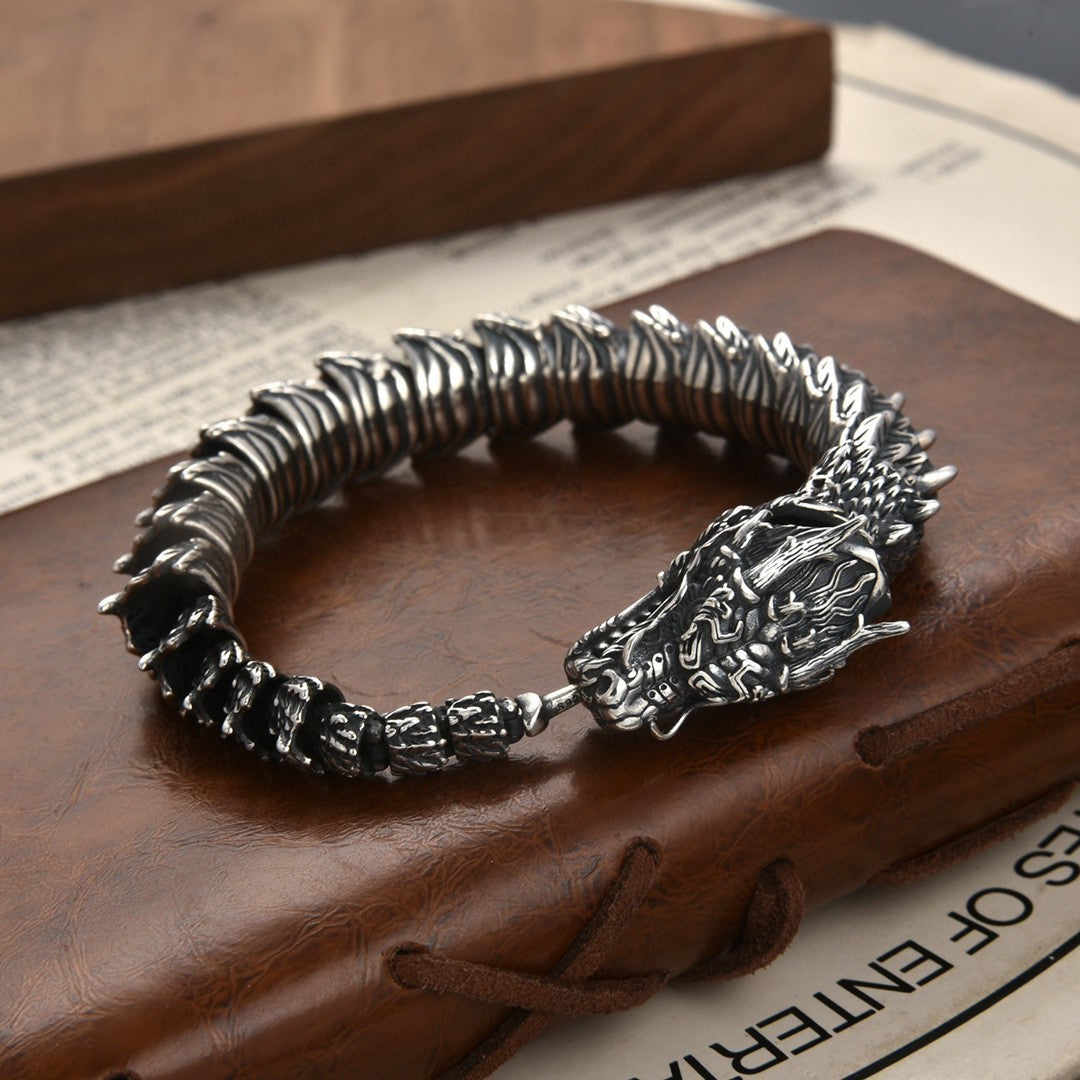 Handmade Retro Domineering Dragon Head Bracelet Men - Nyaabs