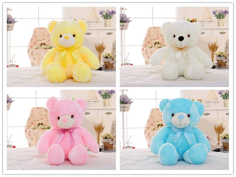 Creative Light Up LED Teddy Bear Stuffed Animals Plush Toy Colorful Glowing Christmas Gift For Kids Pillow - Nyaabs