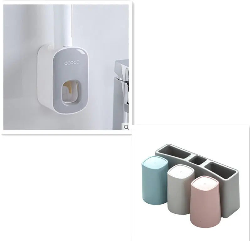 Wall Mounted Automatic Toothpaste Holder Bathroom Accessories Set Dispenser - Nyaabs