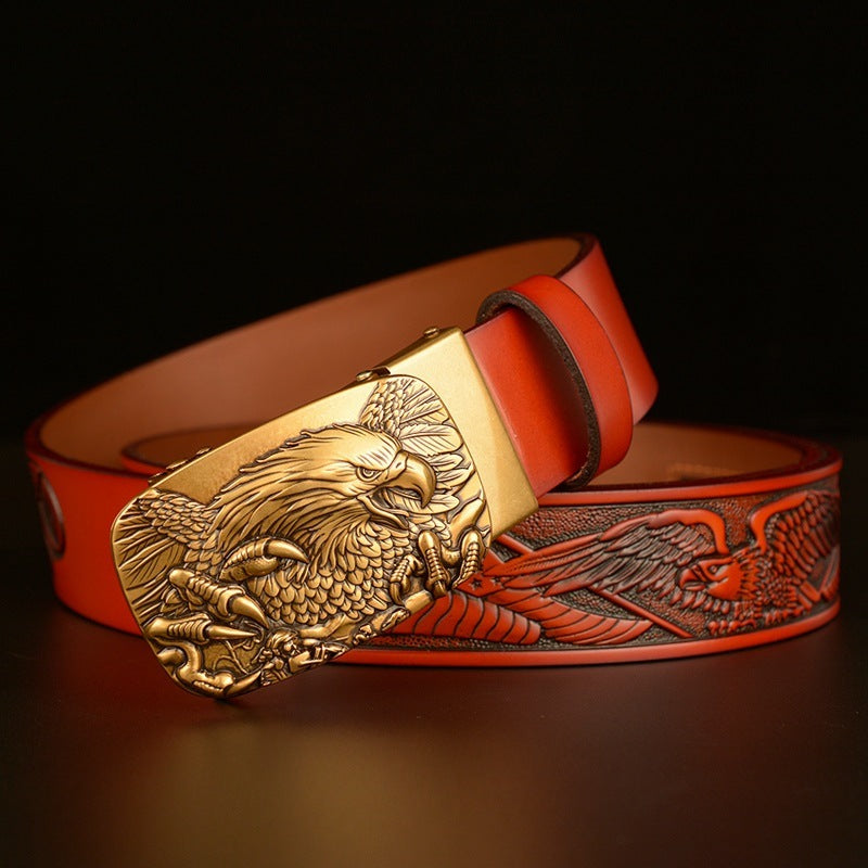 Fashion Temperament Eagle Head Automatic Buckle Men's Belt - Nyaabs