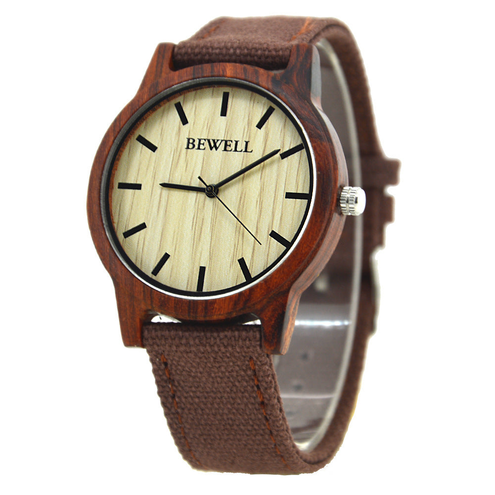 Simple canvas strap wooden watch - Nyaabs