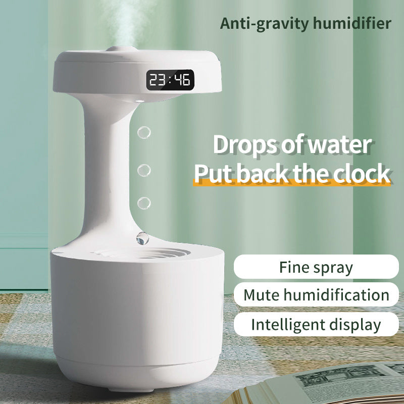 Bedroom Anti-Gravity Humidifier With Clock Water Drop Backflow Aroma Diffuser Large Capacity Office Bedroom Mute Heavy Fog Household Sprayer nyaabs.com