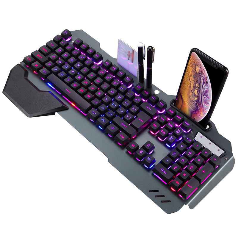 ErgonomicWired Gaming Keyboard with RGB Backlight Phone Holder - Nyaabs