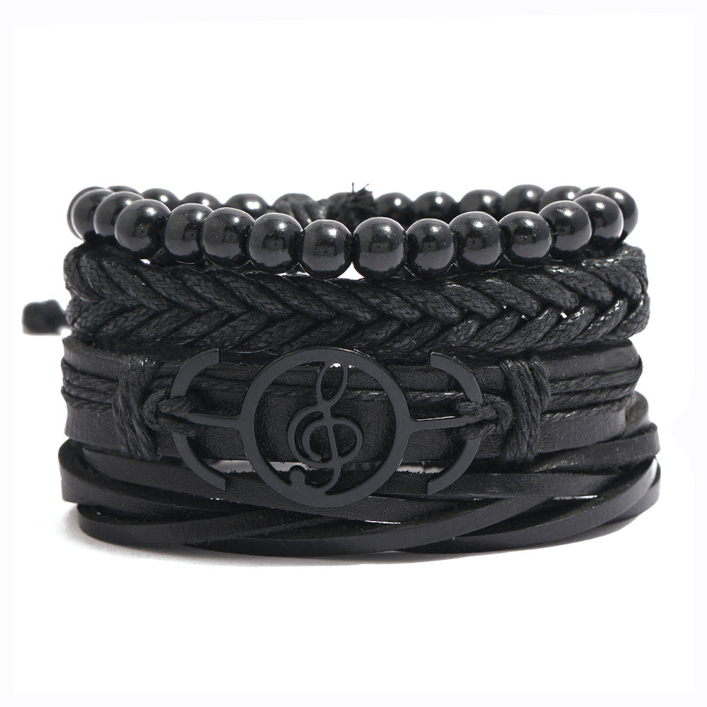 Hair Alloy Note Vintage Cowhide Bracelet Men - Nyaabs