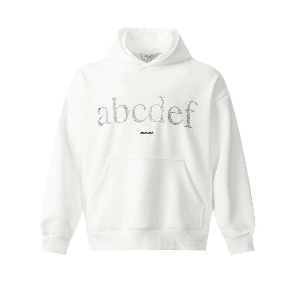 English Embroidered Letters Loose Hooded Men - Nyaabs