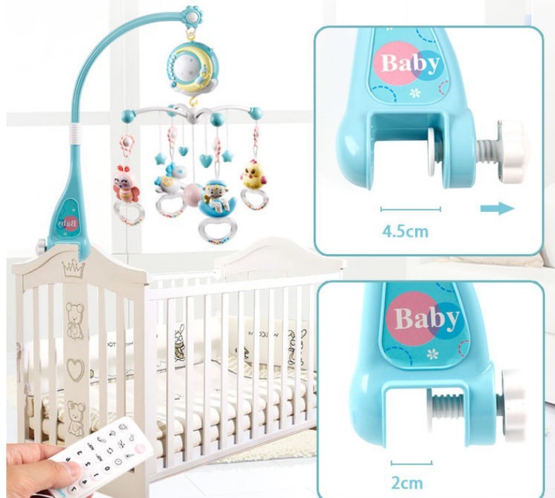 Baby Rattles Crib Mobiles Toy Holder Rotating Mobile Bed Bell Musical Box Projection Newborn Infant Baby Boy Toys - Nyaabs