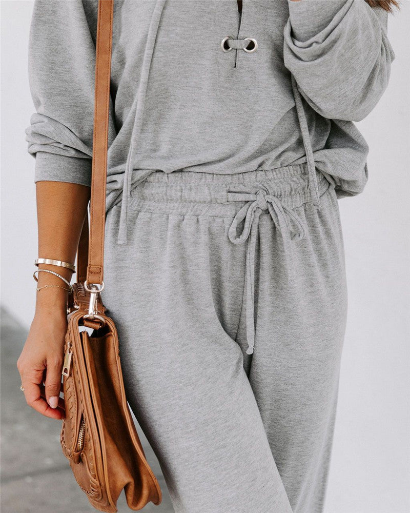 Long-sleeved Trousers Hooded Suit Sports Home Wear - Nyaabs