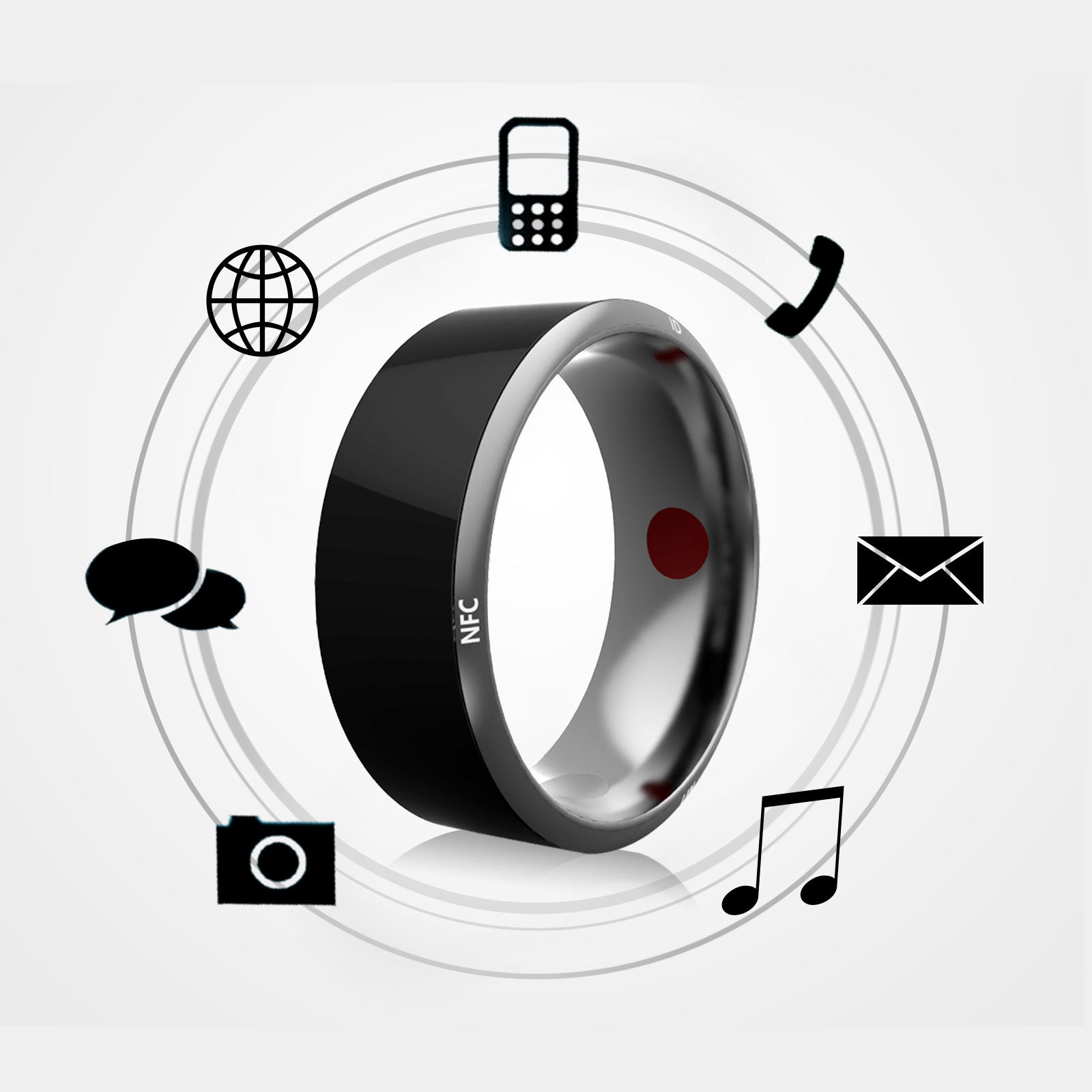 Smart Ring Wearable Device Multifunctional Black High-tech - Nyaabs