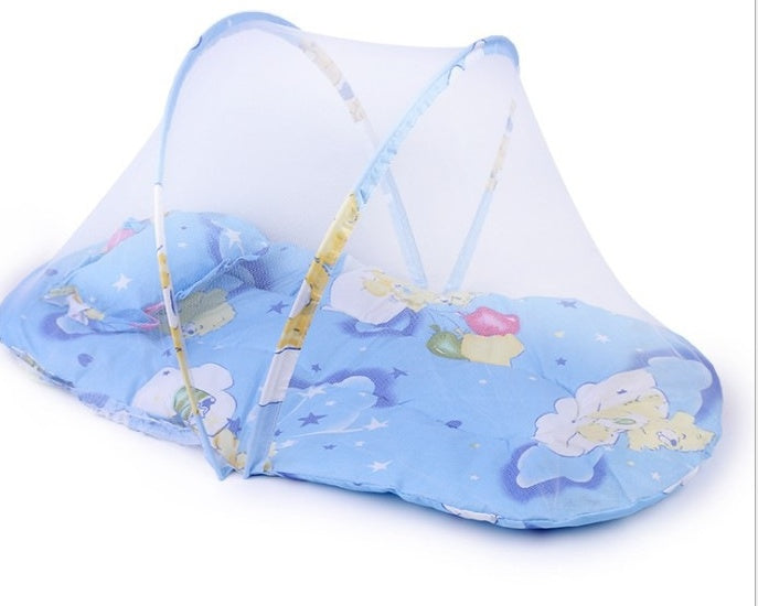 Portable Foldable Baby Kids Infant Bed Dot Zipper Mosquito Net Tent Sleeping Cushion - Nyaabs