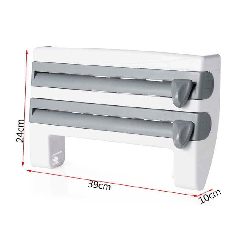 4-In-1 Kitchen Roll Holder Dispenser Kitchen Foil Film Wrap Tissue Paper 4 IN 1 Kitchen Roll Holder Dispenser nyaabs.com