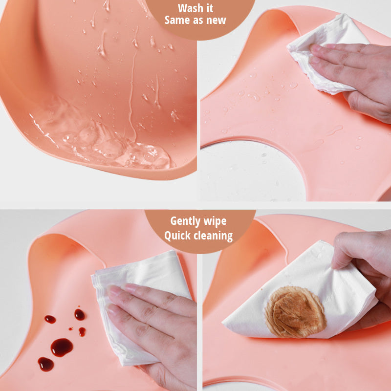 Soft Waterproof Silicone Baby Bib with Food Catcher, Baby Silicone Bib - Nyaabs