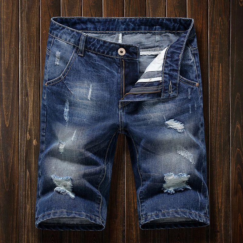 Men's Five-point Ripped Denim Shorts - Nyaabs