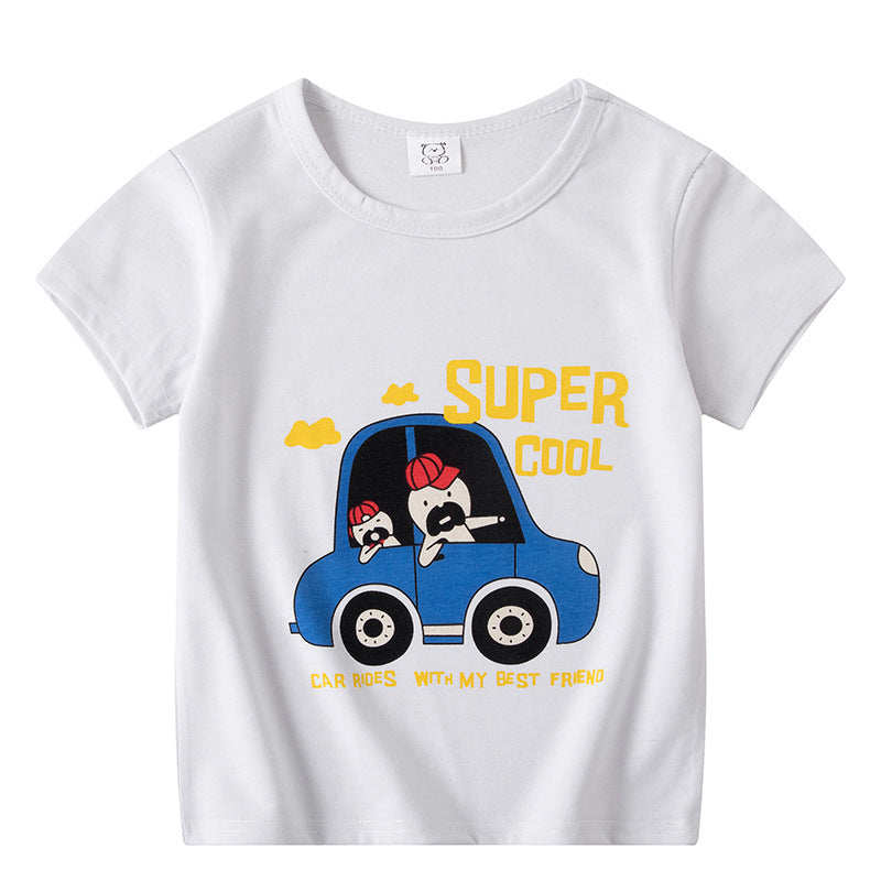 Children's Short Sleeve Boys And Girls T-shirt Cartoon Half Sleeve Top - Nyaabs