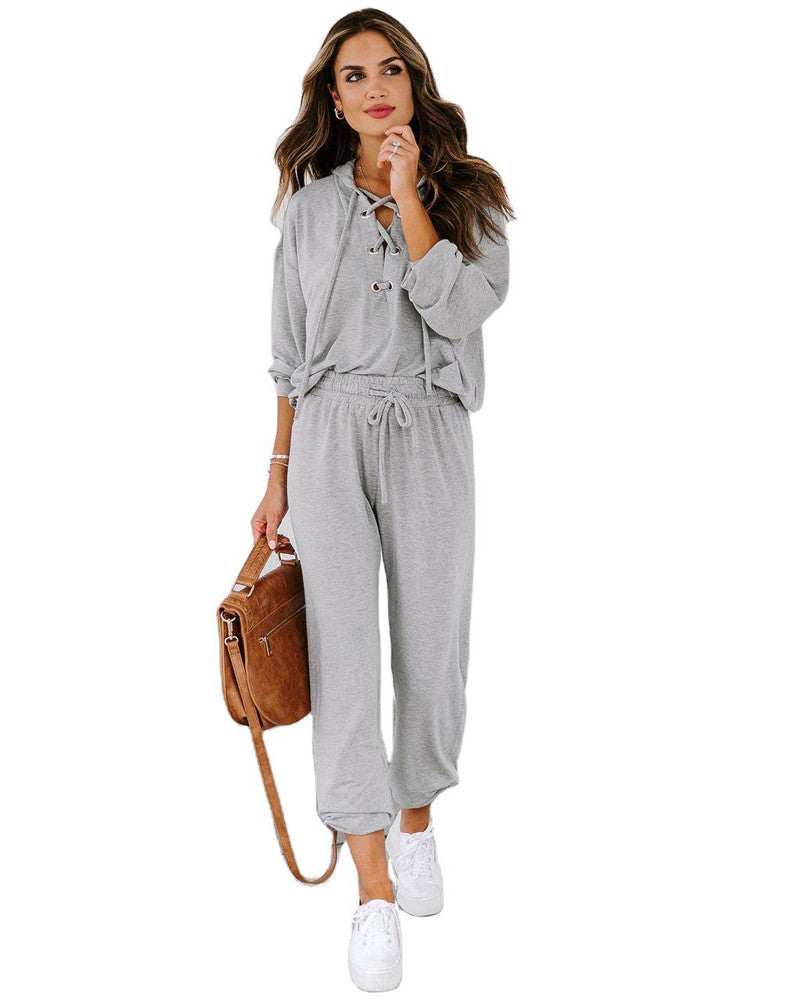 Long-sleeved Trousers Hooded Suit Sports Home Wear - Nyaabs