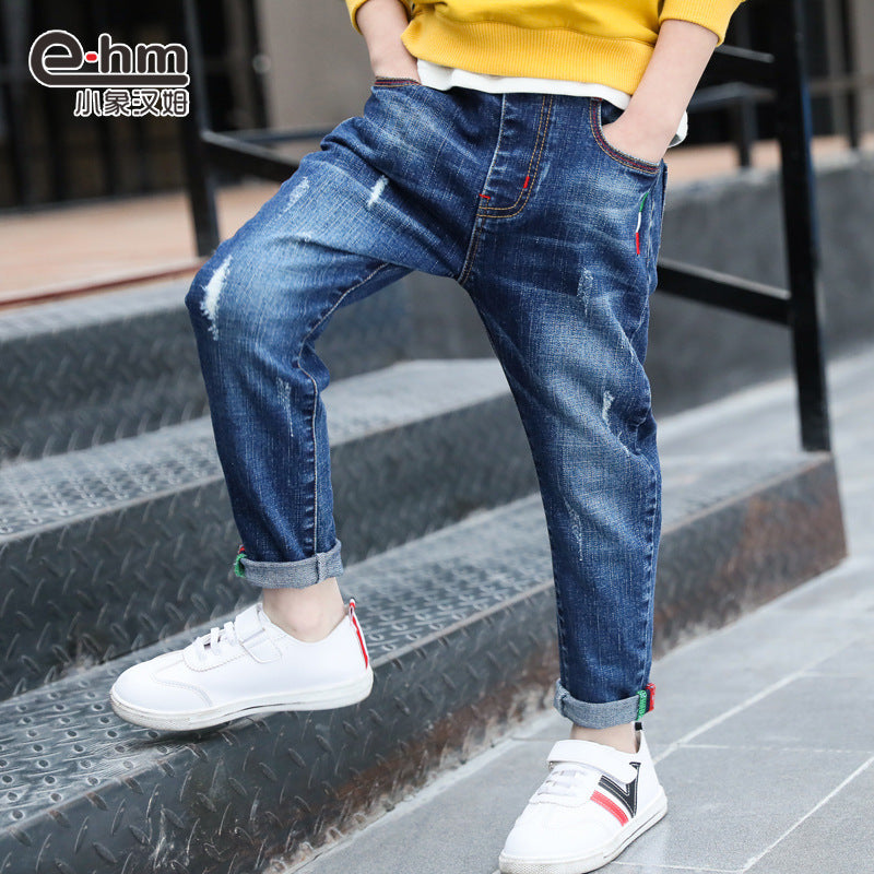 Boys' denim trousers, new style, big children's trousers, spring and autumn children's trousers - Nyaabs